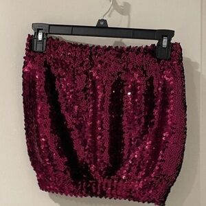 American Vintage Deep Red Sequin Crop Top